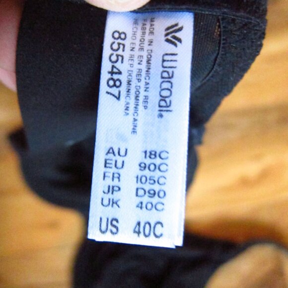 Wacoal Black Shape Revelation Underwire Bra size 40C - Picture 8 of 8